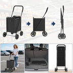 Foldable Utility Shopping Cart with Wheels, 60Lb Capacity, Heavy Duty Grocery Cart with Steel Frame, Foam, alternate view 5