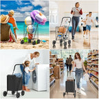 Foldable Utility Shopping Cart with Wheels, 60Lb Capacity, Heavy Duty Grocery Cart with Steel Frame, Foam, alternate view 6