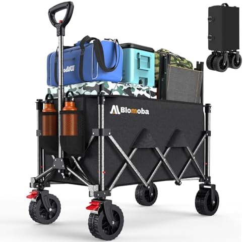 Foldable Wagon, 220Lbs Capacity Utility Cart with Wide Wheels