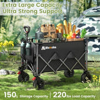 Foldable Wagon, 220Lbs Capacity Utility Cart with Wide Wheels, alternate view 2
