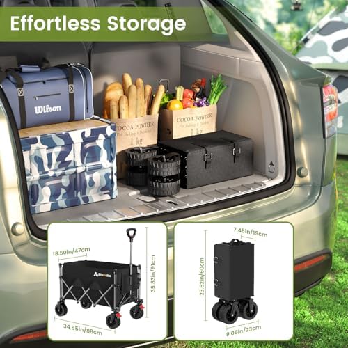 Foldable Wagon, 220Lbs Capacity Utility Cart with Wide Wheels, alternate view 3