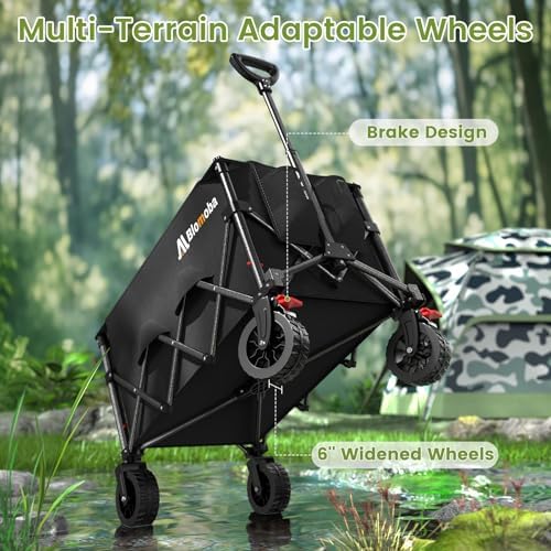 Foldable Wagon, 220Lbs Capacity Utility Cart with Wide Wheels, alternate view 4