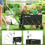 Foldable Wagon, 220Lbs Capacity Utility Cart with Wide Wheels, alternate view 6