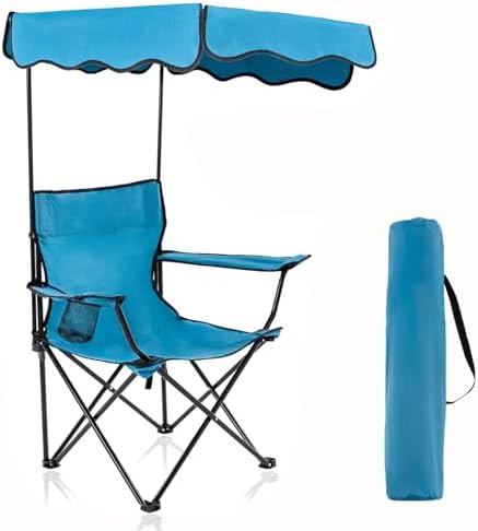 Folding Camping Chair with Shade Canopy and Cup Holder Beach Chair with Canopy Shade Thicken 600D Oxford