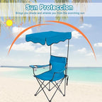 Folding Camping Chair with Shade Canopy and Cup Holder Beach Chair with Canopy Shade Thicken 600D Oxford, alternate view 4