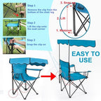 Folding Camping Chair with Shade Canopy and Cup Holder Beach Chair with Canopy Shade Thicken 600D Oxford, alternate view 5