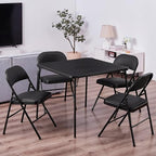 Folding Card Table and Chair Set of 5 Portable with Padded Tabletop, No Assembly Required, Black in Black