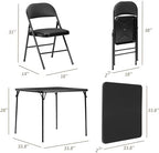 Folding Card Table and Chair Set of 5 Portable with Padded Tabletop, No Assembly Required, Black in Black, alternate view 2