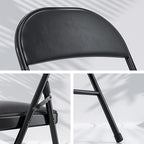 Folding Card Table and Chair Set of 5 Portable with Padded Tabletop, No Assembly Required, Black in Black, alternate view 4