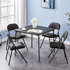Folding Card Table and Chair Set of 5 Portable with Padded Tabletop, No Assembly Required, Black in Black, alternate view 5