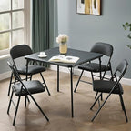Folding Card Table and Chair Set of 5 Portable with Padded Tabletop, No Assembly Required, Black in Black, alternate view 7