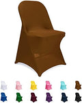 Folding Chair Covers Brown, Spandex Chair Slipcovers 6 PCS, Universal Fitted Chair Slipcovers for Wedding