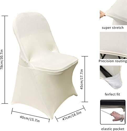Folding Chair Covers for Wedding, 10pcs Ivory, alternate view 2