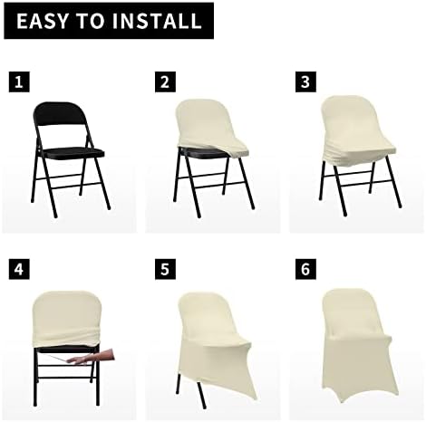 Folding Chair Covers for Wedding, 10pcs Ivory, alternate view 6