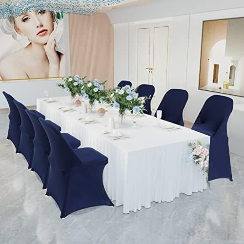 Folding Chair Covers for Wedding, 10pcs Navy Blue, alternate view 4
