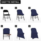 Folding Chair Covers for Wedding, 10pcs Navy Blue, alternate view 7