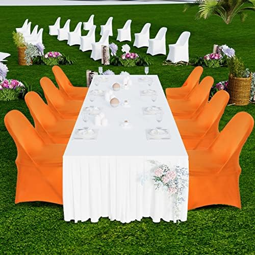 Folding Chair Covers for Wedding, 10pcs Orange, alternate view 2