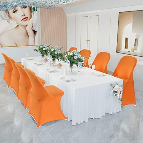 Folding Chair Covers for Wedding, 10pcs Orange, alternate view 4