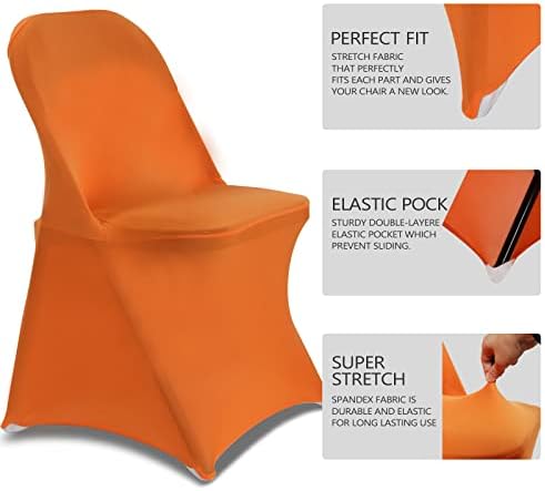 Folding Chair Covers for Wedding, 10pcs Orange, alternate view 5