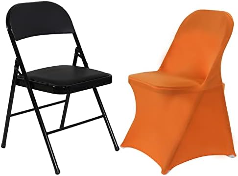 Folding Chair Covers for Wedding, 10pcs Orange, alternate view 6