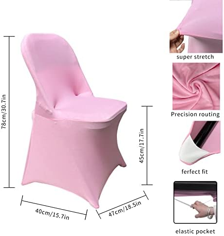 Folding Chair Covers for Wedding, 10pcs Pink, alternate view 3
