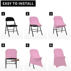 Folding Chair Covers for Wedding, 10pcs Pink, alternate view 6