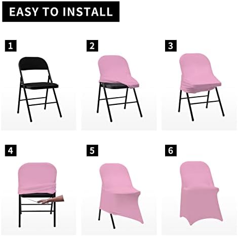Folding Chair Covers for Wedding, 10pcs Pink, alternate view 6