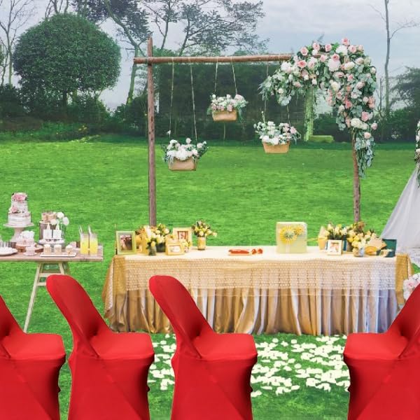 Folding Chair Covers for Wedding, 10pcs Red, alternate view 2