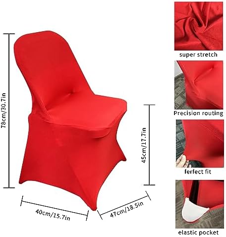 Folding Chair Covers for Wedding, 10pcs Red, alternate view 3