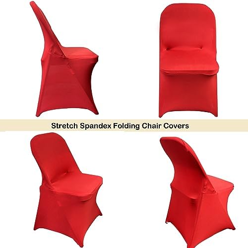 Folding Chair Covers for Wedding, 10pcs Red, alternate view 4