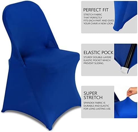 Folding Chair Covers for Wedding, 10pcs Royal Blue, alternate view 5
