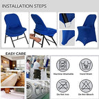 Folding Chair Covers for Wedding, 10pcs Royal Blue, alternate view 7