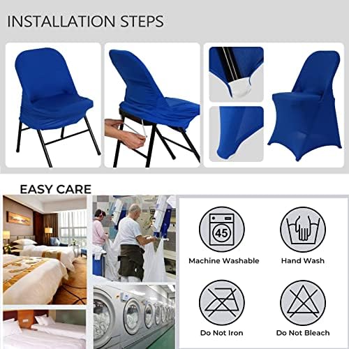 Folding Chair Covers for Wedding, 10pcs Royal Blue, alternate view 7