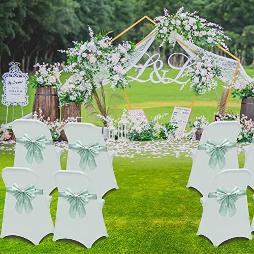 Folding Chair Covers for Wedding, 10PCS White, alternate view 2