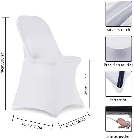 Folding Chair Covers for Wedding, 10PCS White, alternate view 3