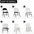 Folding Chair Covers for Wedding, 10PCS White, alternate view 6