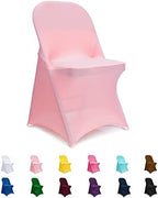 Folding Chair Covers - Spandex Slipcovers, 10 PCS Light Pink, Universal for Banquet, Wedding Events