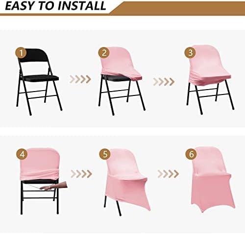 Folding Chair Covers - Spandex Slipcovers, 10 PCS Light Pink, Universal for Banquet, Wedding Events, alternate view 5