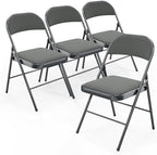 Folding Chair, Fabric Padded Folding Chairs with Cushion, Back and Steel Frame for Indoor Outdoor Outside