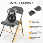 Folding Chair, Fabric Padded Folding Chairs with Cushion, Back and Steel Frame for Indoor Outdoor Outside, alternate view 5