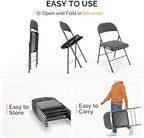 Folding Chair, Fabric Padded Folding Chairs with Cushion, Back and Steel Frame for Indoor Outdoor Outside, alternate view 6