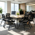 Folding Chair with Wheels and Paddle, Ergonomic Mesh Back and Arms for Office, Meetings, Conferences