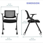 Folding Chair with Wheels and Paddle, Ergonomic Mesh Back and Arms for Office, Meetings, Conferences, alternate view 2