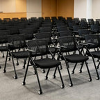 Folding Chair with Wheels and Paddle, Ergonomic Mesh Back and Arms for Office, Meetings, Conferences