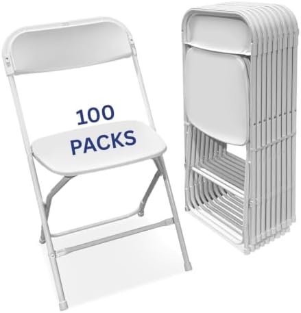 Folding Chairs 100-Packs, Portable Events Chairs, Plastic Folding Chair, Stylish 650 lb Capacity for Party