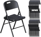 Folding Chairs 36 Pack, 700lbs Heavy Duty for Indoor, Outdoor, Black in Black