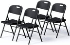 Folding Chairs 4 Pack, 700lbs Heavy Duty for Indoor, Outdoor, Black in 4 Pack Heavy Duty Chairs in Black
