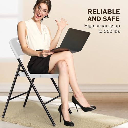 Folding Chairs, Plastic Foldable Chair, Capacity up to 350 lbs, Portable Seating for Indoor Outdoor Events, alternate view 7