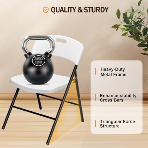 Folding Chairs, Plastic Foldable Chair, Capacity up to 350 lbs, Portable Seating for Indoor Outdoor Events, alternate view 3