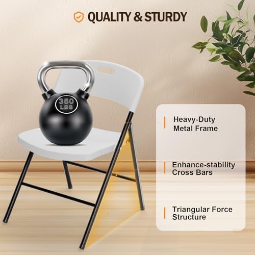 Folding Chairs, Plastic Foldable Chair, Capacity up to 350 lbs, Portable Seating for Indoor Outdoor Events, alternate view 3